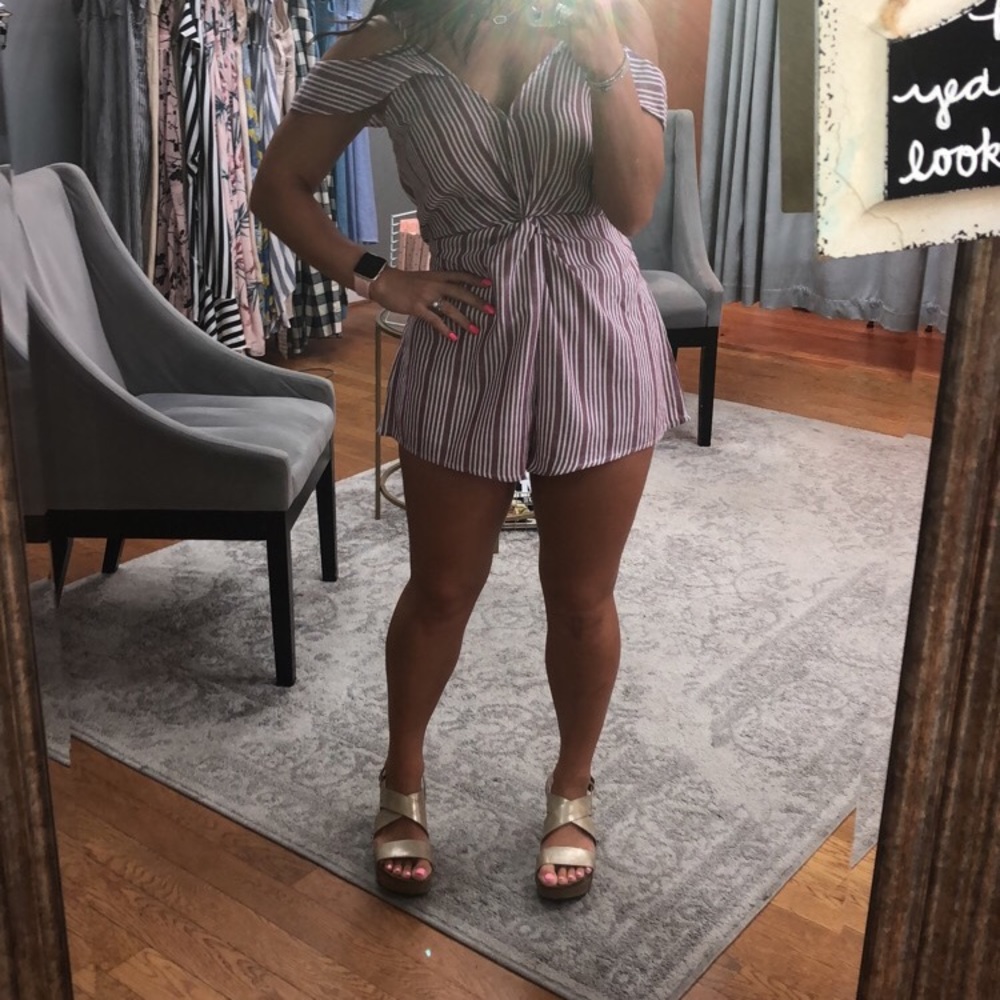 Red and white romper